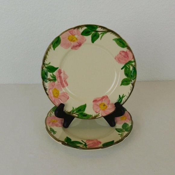 Set of 2 Franciscan Desert Rose Salad Plates 1970s Made in USA 8" dia Pink Green - Picture 9 of 10